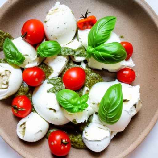 Pesto and cherry tomato with fresh mozzarella and basil