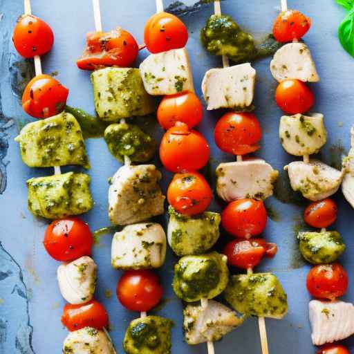 Pesto Chicken and Tomato Skewers