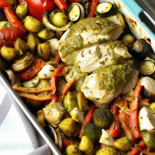 Pesto Chicken with Roasted Vegetables