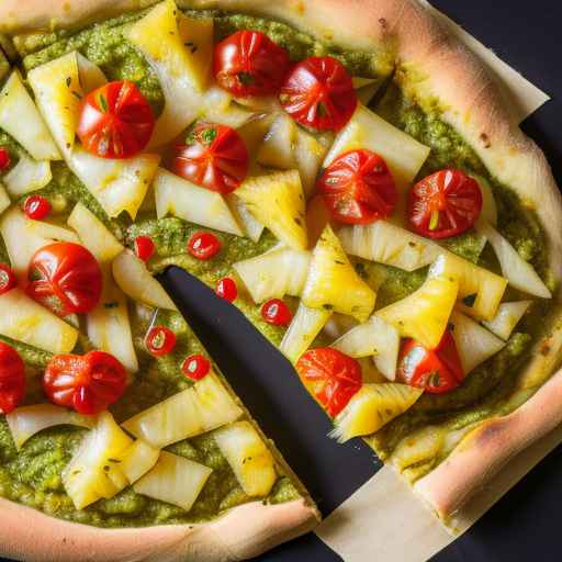 Pesto Pizza with Pineapple and Tomato