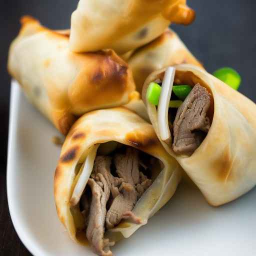 Philly cheesesteak egg rolls with scrambled egg