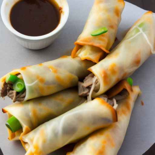 Philly cheesesteak spring rolls with cheese sauce