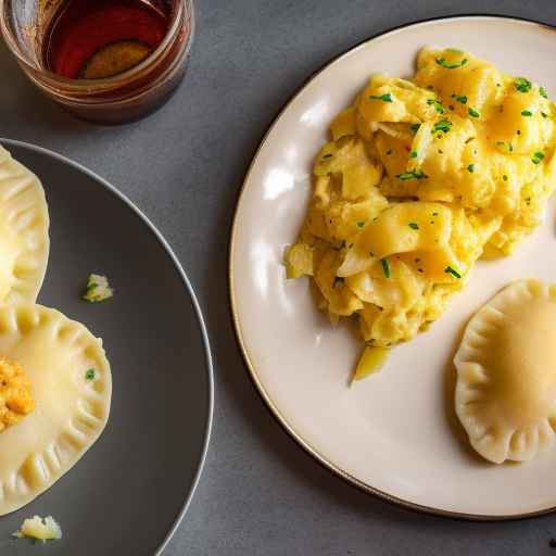 Polish pierogi with scrambled egg and sauerkraut filling