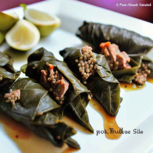 Pork and Buckwheat Stuffed Grape Leaves