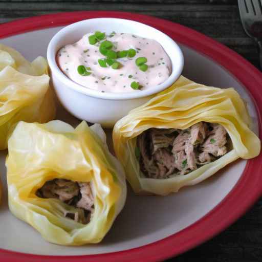 Pork and Cabbage Parcels with Sour Cream Dip