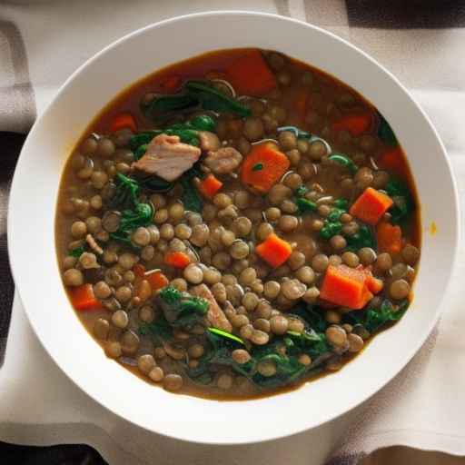 Pork and Lentil Stew with Spinach