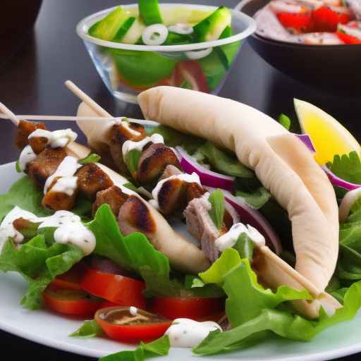 Pork Souvlaki Gyros with Greek Salad