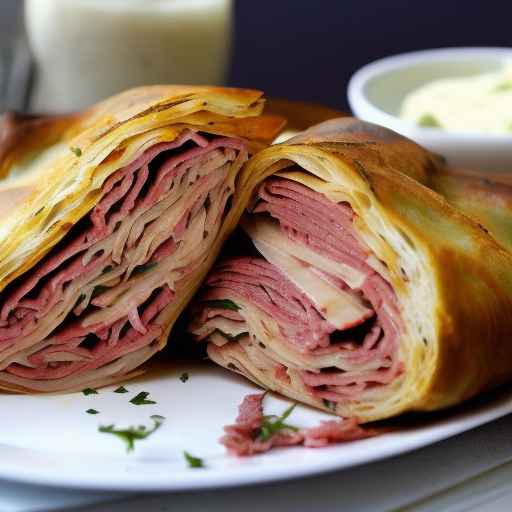 Reuben Calzone with Corned Beef and Sauerkraut