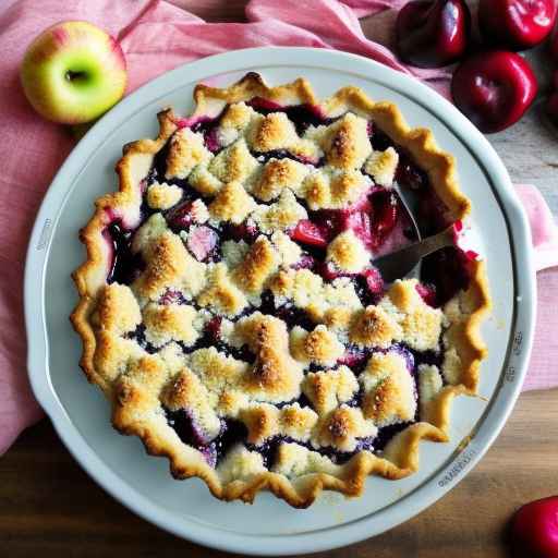 Rhubarb and Cherry Crumb Pie with Apples