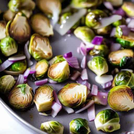 Roasted Brussels sprouts and garlic with fontina cheese and red onion