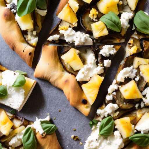 Roasted Eggplant and Goat Cheese Pizza with Pineapple