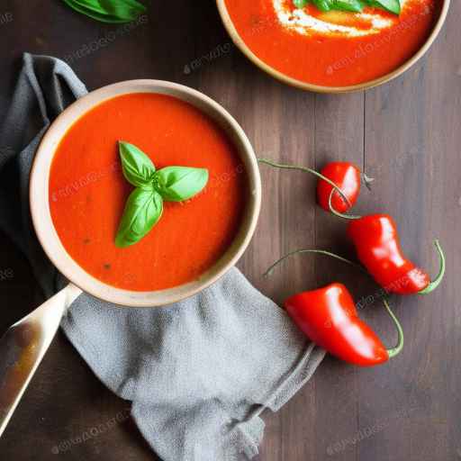 Roasted red pepper and tomato soup with basil