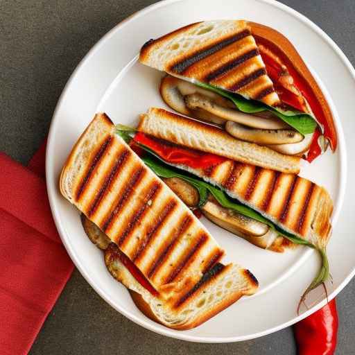 Roasted Red Pepper Panini with Sautéed Mushrooms