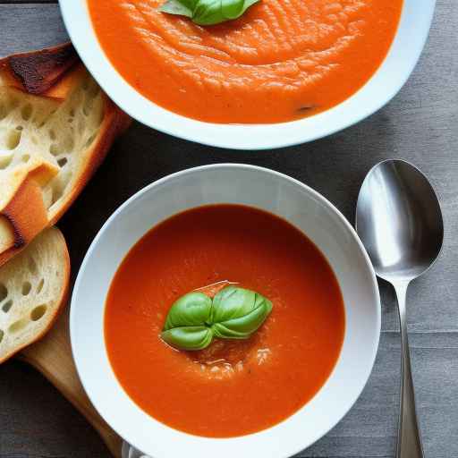 Roasted tomato and garlic soup with basil