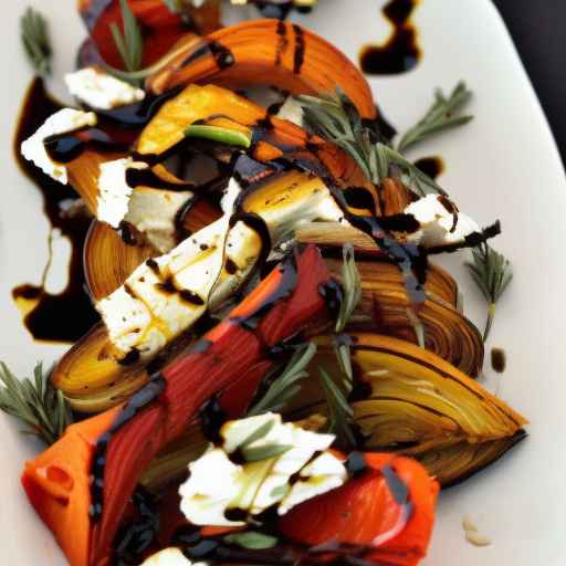 Roasted Vegetable and Goat Cheese Strands with Balsamic Glaze