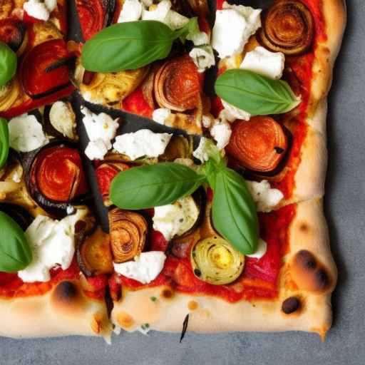 Roasted vegetable and goat cheese stuffed pizza