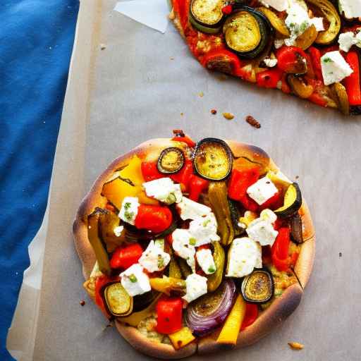 Roasted Vegetable Pizza with Feta Cheese and Oregano