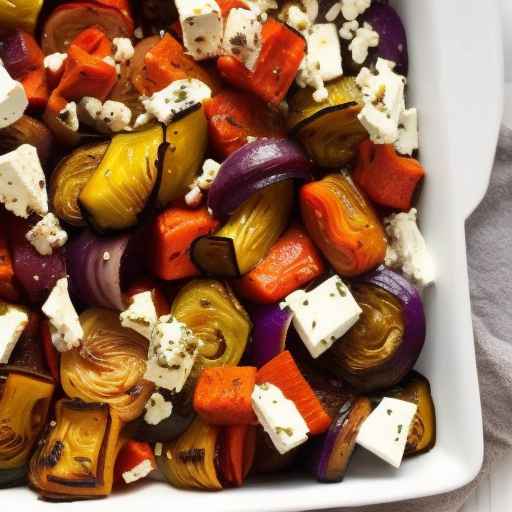 Roasted vegetable with feta cheese and oregano