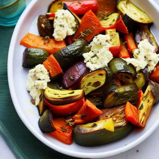 Roasted vegetable with ricotta cheese and thyme