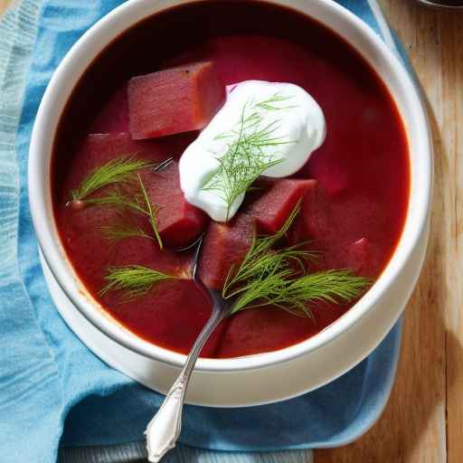 Russian Borscht with Sour Cream and Dill