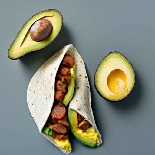 Sausage and Egg Breakfast Burrito with Avocado