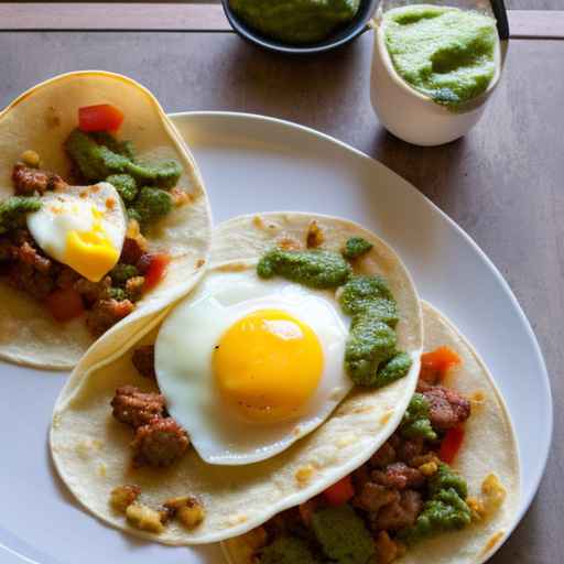 Sausage and Egg Breakfast Tacos with Salsa Verde