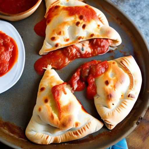 Sausage and Peppers Calzone with Mozzarella Cheese and Marinara Sauce
