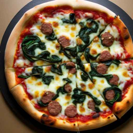 Sausage and spinach stuffed pizza