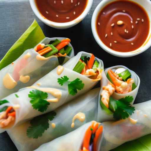 Seafood spring rolls with spicy mayo dipping sauce