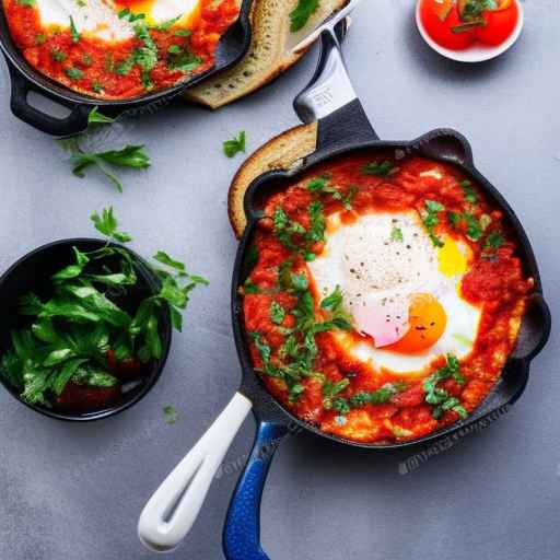 Shakshuka with poached egg and tomato sauce