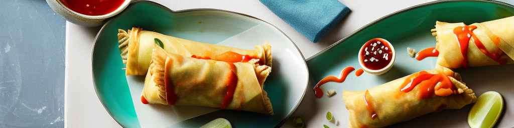 Shrimp and vegetable egg rolls with sweet chili sauce