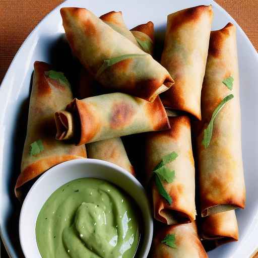 Southwest-style egg rolls with avocado dipping sauce