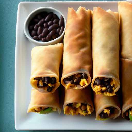 Southwest egg rolls with scrambled egg and black beans