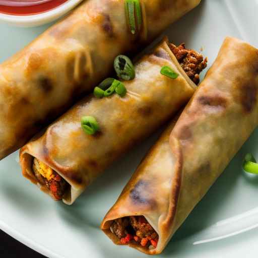 Spicy beef and vegetable egg rolls