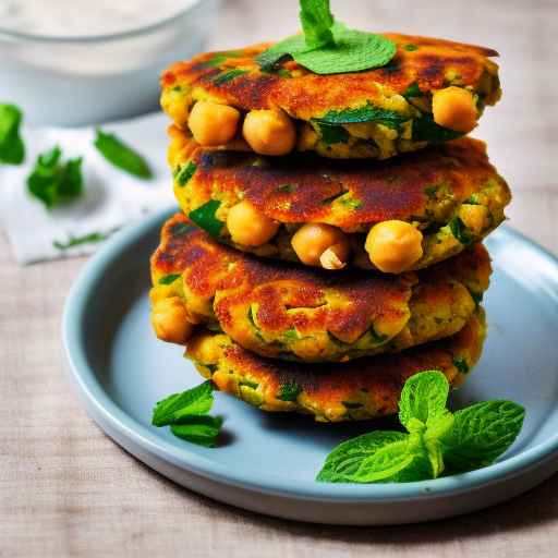 Spicy chickpea patties with mint yogurt