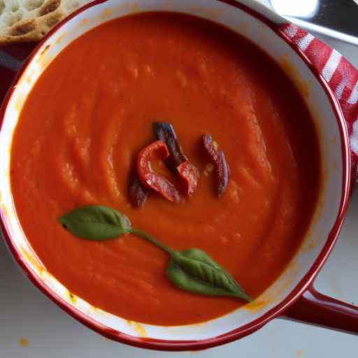 Spicy roasted red pepper and tomato soup