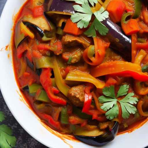 Spicy Vegetarian Goulash with Eggplant and Peppers