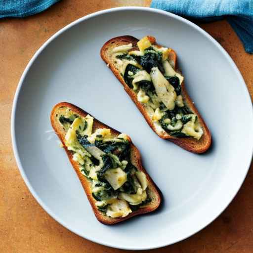 Spinach and Artichoke Topped Toasts