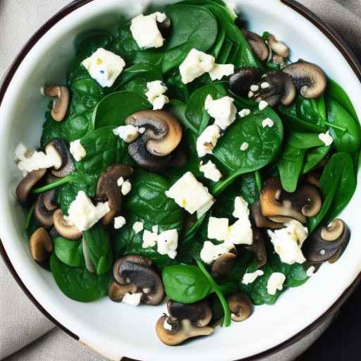 Spinach and mushroom with garlic and feta cheese