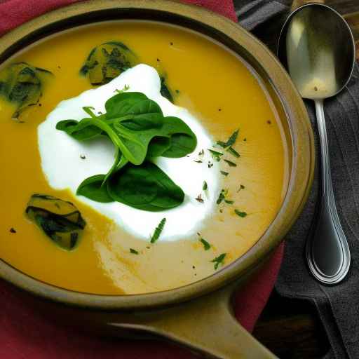 Spinach and Potato Borscht with Nutmeg and Sour Cream