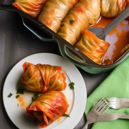 Stuffed Cabbage Rolls with Chicken and Vegetables