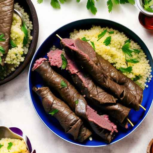 Stuffed Grape Leaves with Beef and Couscous