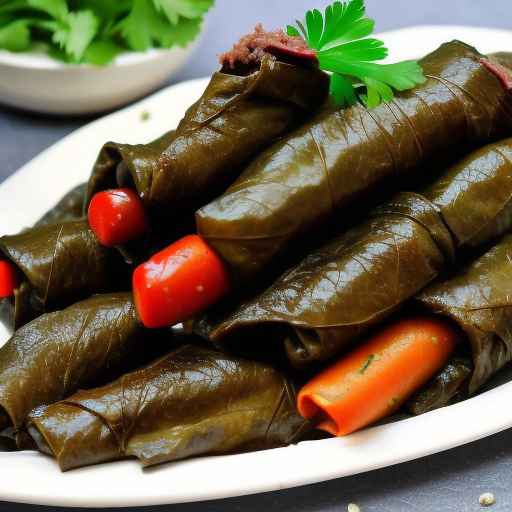 Stuffed Grape Leaves with Beef and Vegetables