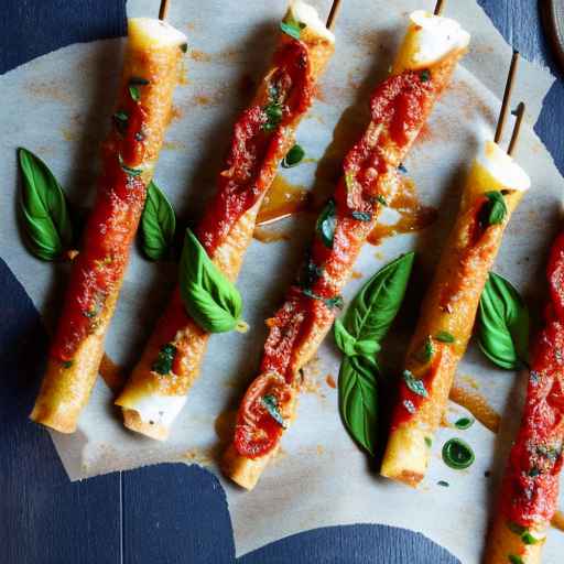 Sun-Dried Tomato and Mozzarella Tubes with Basil Oil Drizzle