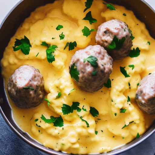 Swedish meatballs with creamy scrambled egg sauce