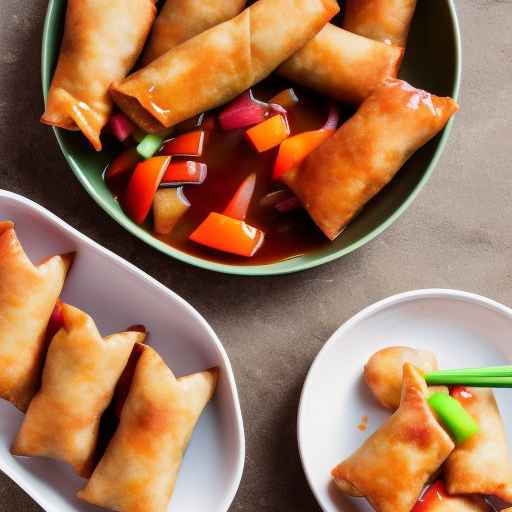 Sweet and sour pork and egg rolls