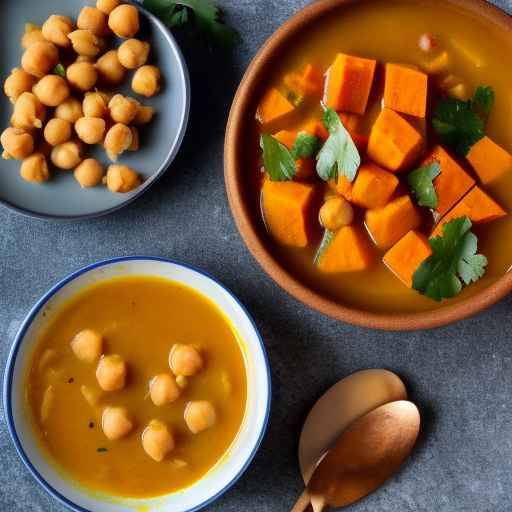 Sweet Potato and Chickpea Delicacies in Curry Broth