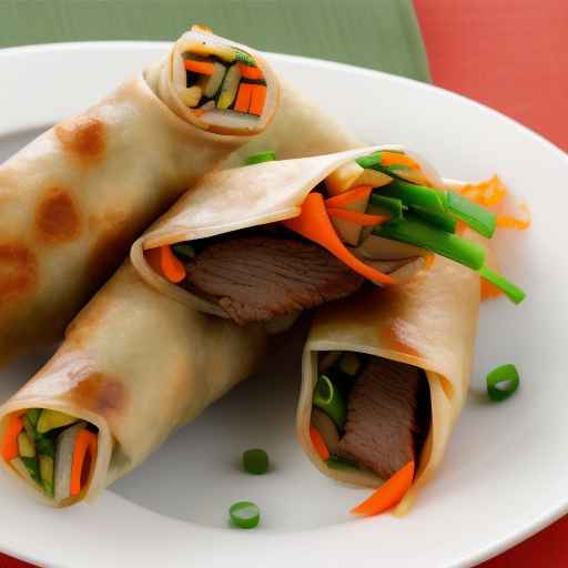 Teriyaki beef and vegetable egg rolls