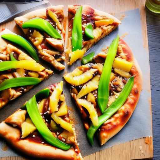 Teriyaki Chicken Pizza with Green Pepper and Pineapple