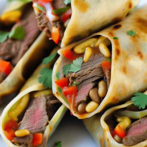 Tex-Mex style beef and bean egg rolls